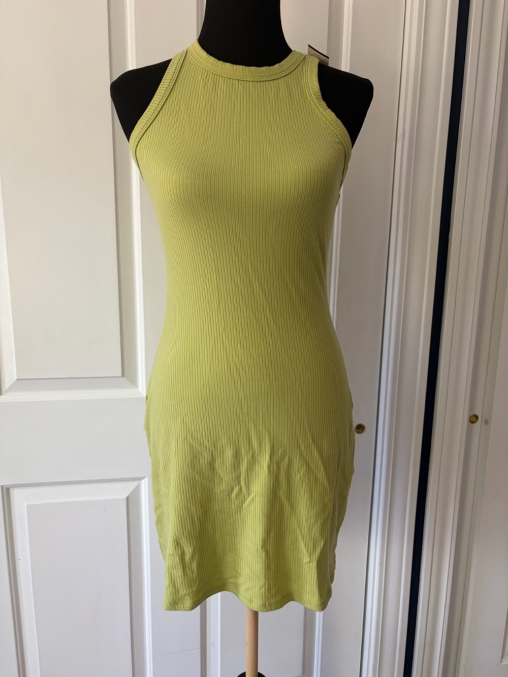 Reformation Lime Ribbed Racerback Mini Dress